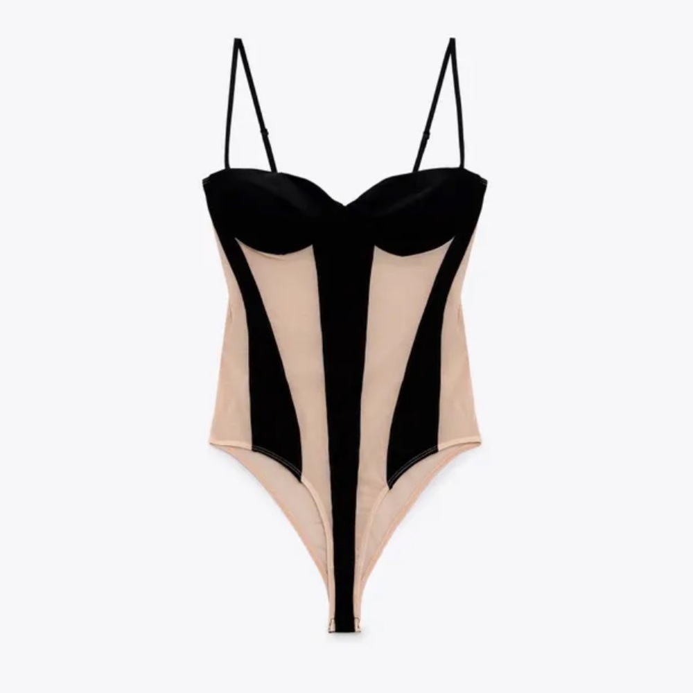 Zara Black & Mesh Bodysuit